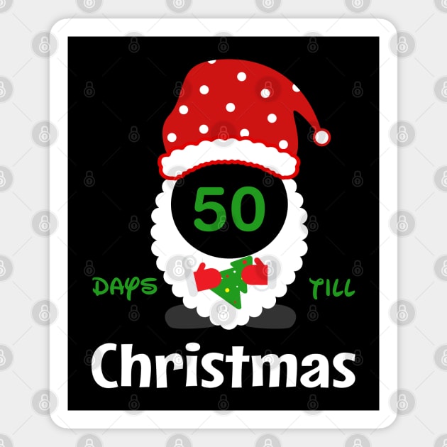 Chirstmas Santa Countdown Advent Calendar 50 Days Till Xmas Tee Magnet by Printofi.com